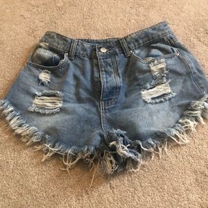 Denim ripped shorts